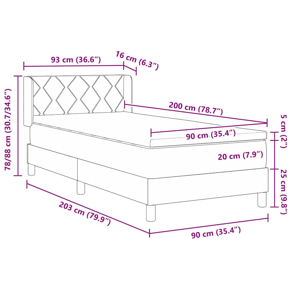 Boxspringbed met hoofdeinde Crème 200 x 90 cm Stof – afbeelding 12