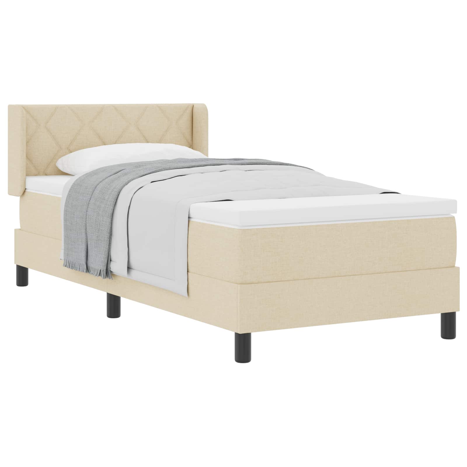 Boxspringbed met hoofdeinde Crème 200 x 90 cm Stof – afbeelding 2