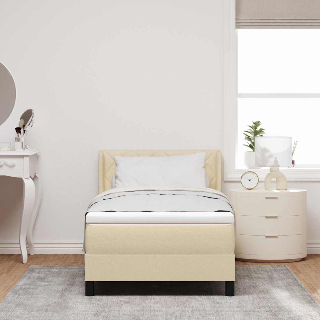 Boxspringbed met hoofdeinde Crème 200 x 90 cm Stof – afbeelding 3