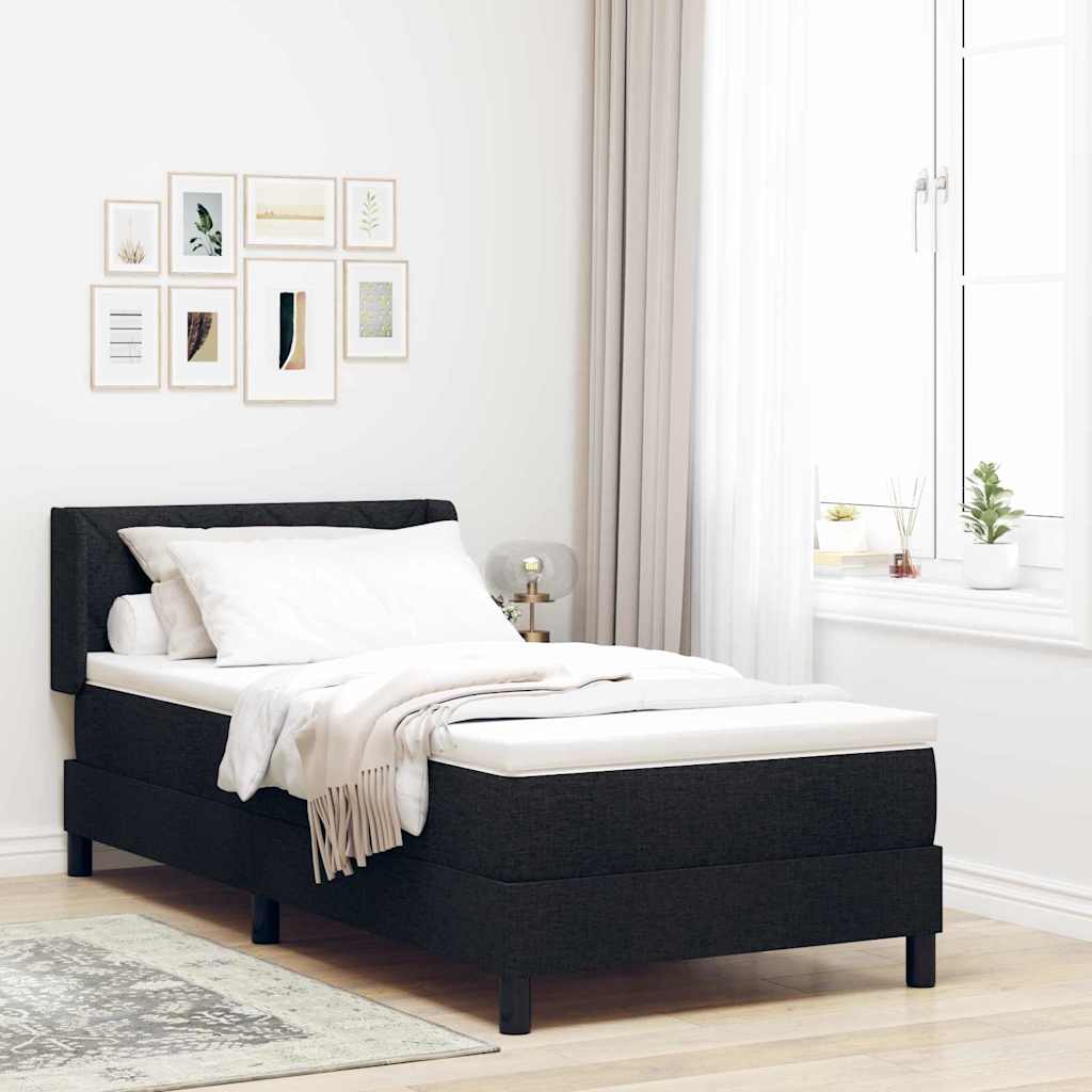 Boxspringbed met kussen met hoofdeinde Zwart 200 x 100 cm Stof – afbeelding 1