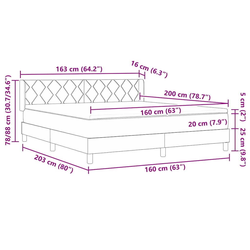 Boxspringbed met hoofdeinde Donkergrijs 200 x 160 cm Stof – afbeelding 12