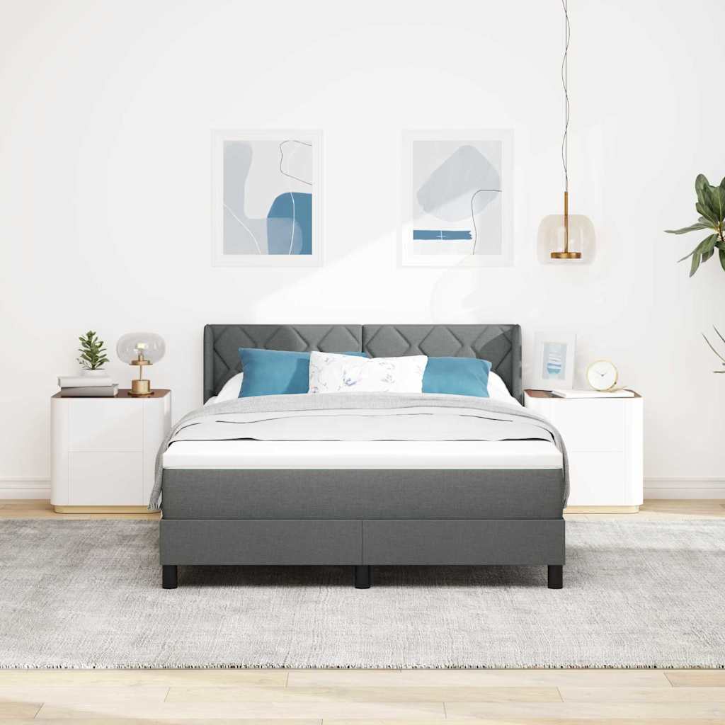 Boxspringbed met hoofdeinde Donkergrijs 200 x 160 cm Stof – afbeelding 3
