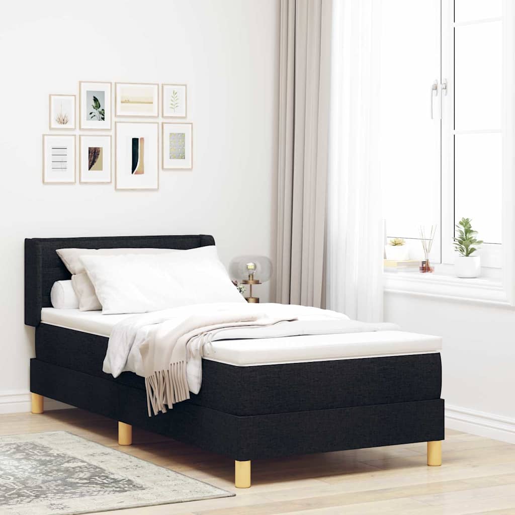 Boxspringbed met matras met hoofdeinde Zwart 200 x 80 cm Stof – afbeelding 1