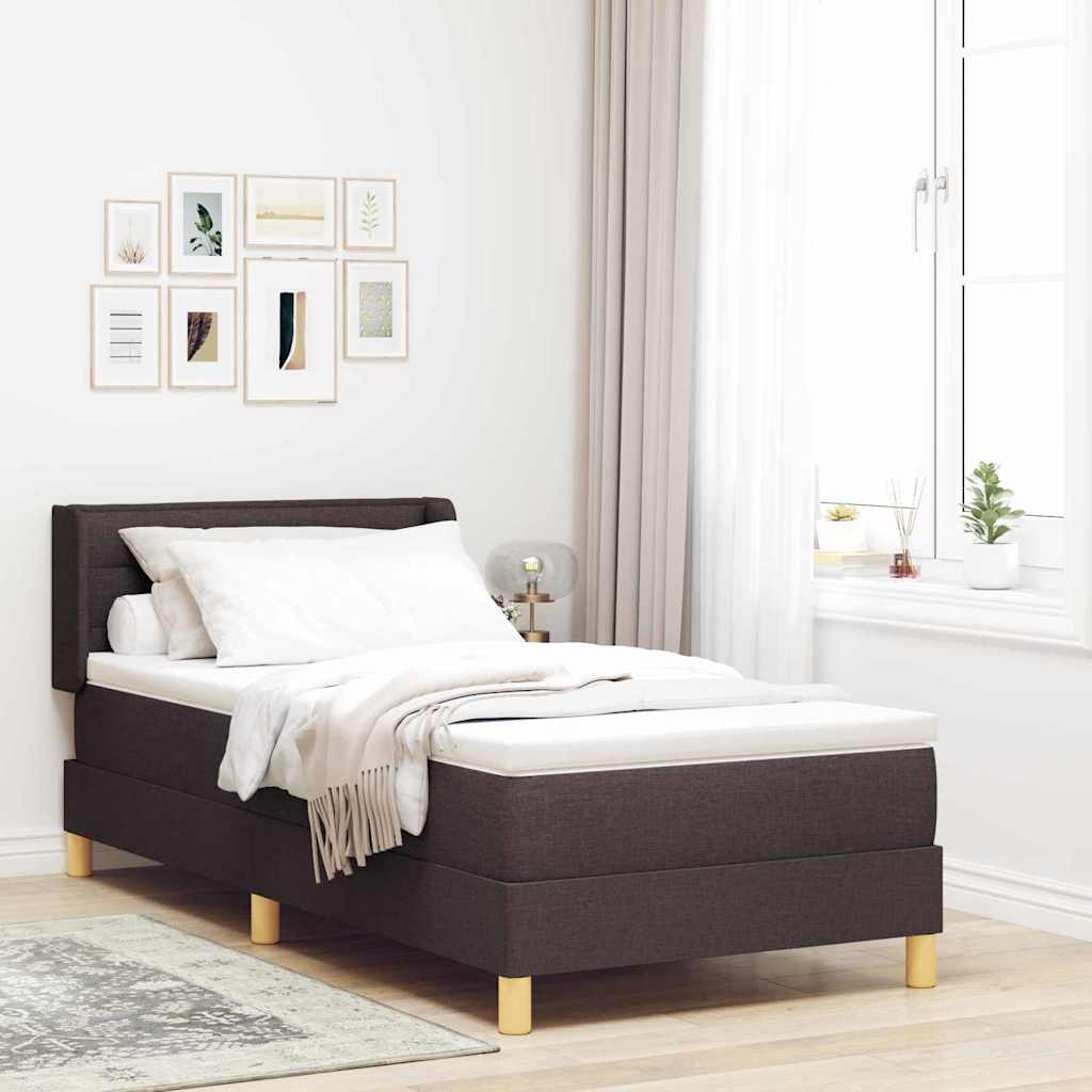 Boxspringbed met matras Donkerbruin 190 x 90 cm Stof – afbeelding 1