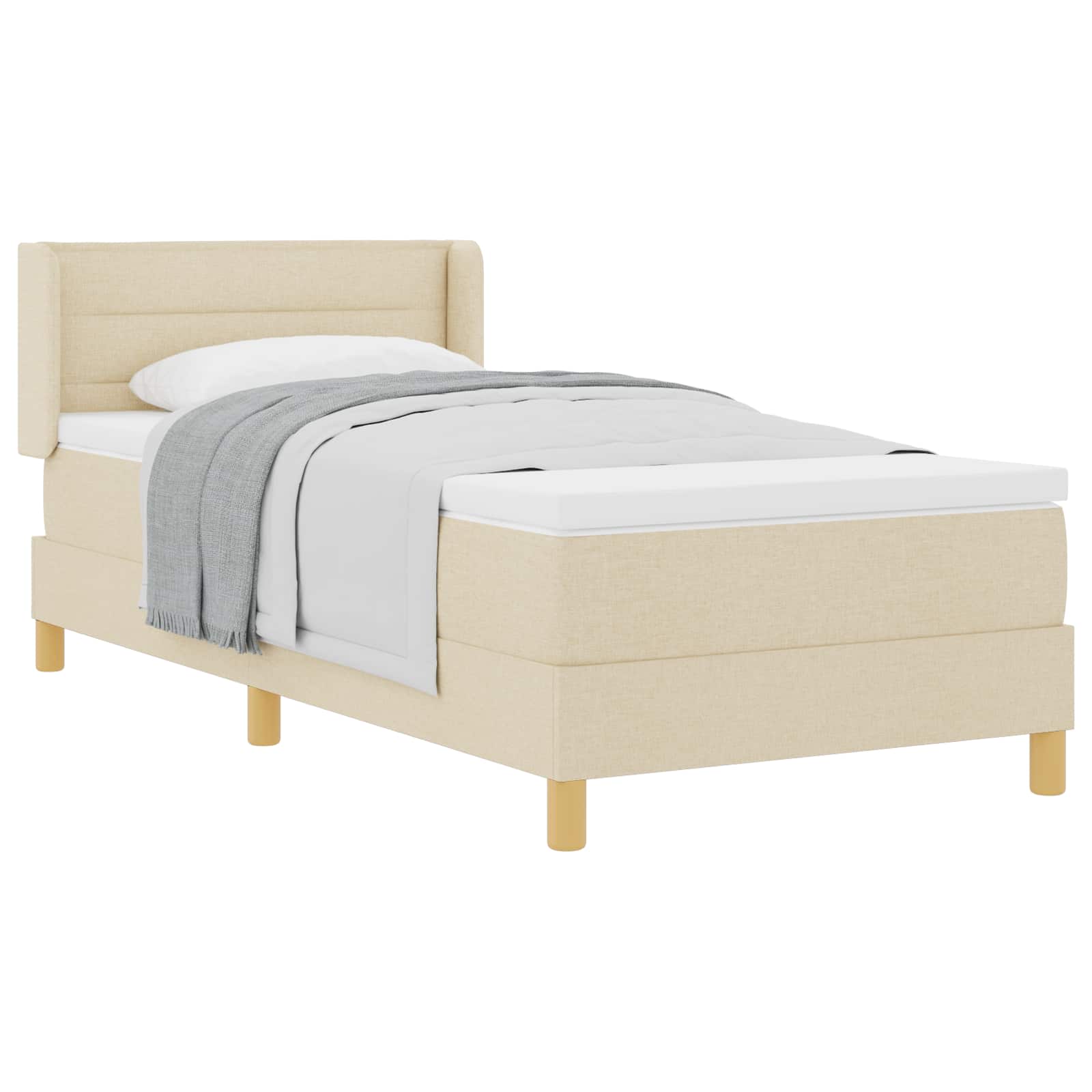 Boxspringbed met matras met hoofdeinde Crème 190 x 90 cm Stof – afbeelding 2