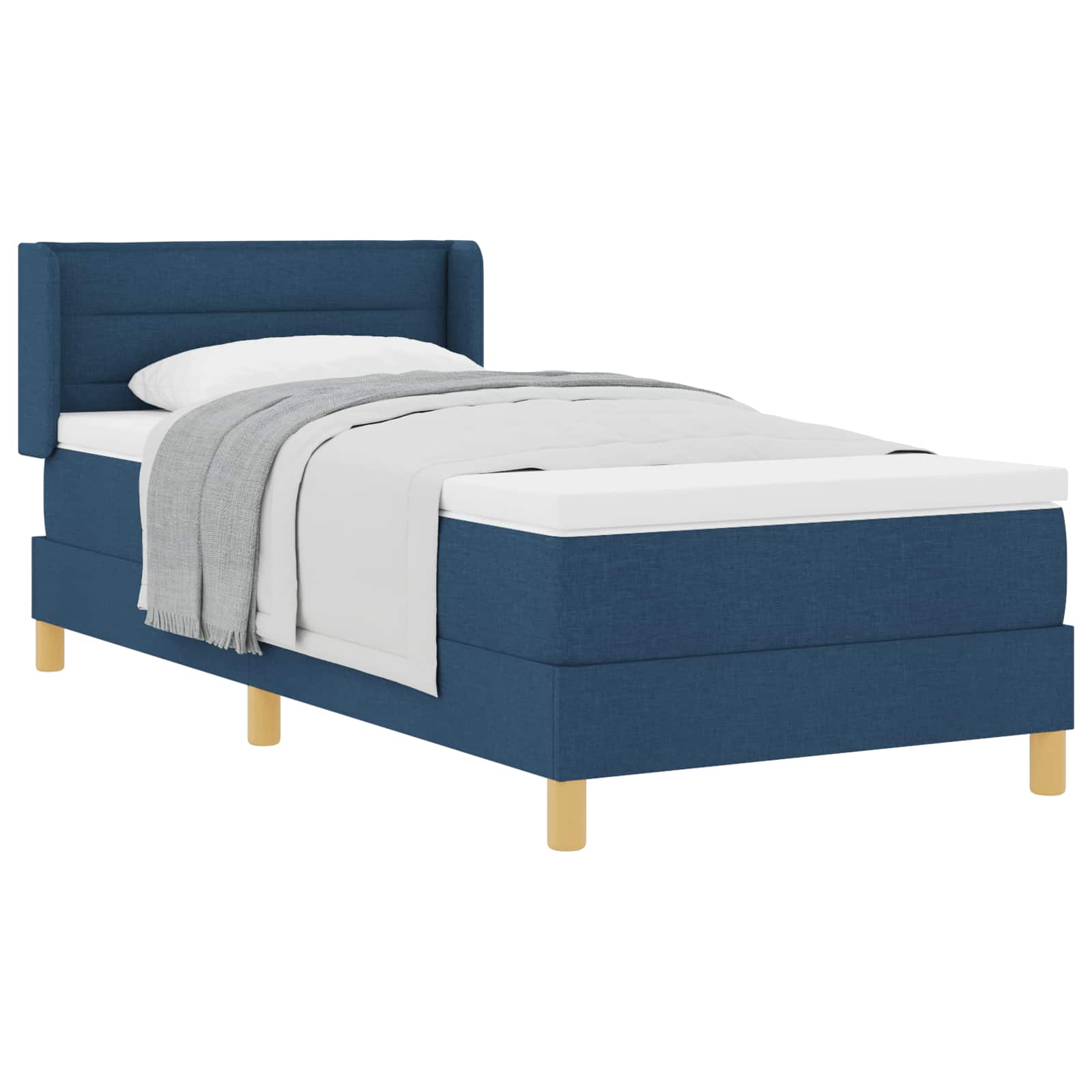 Boxspringbed met matras met hoofdeinde Blauw 200 x 90 cm Stof – afbeelding 2