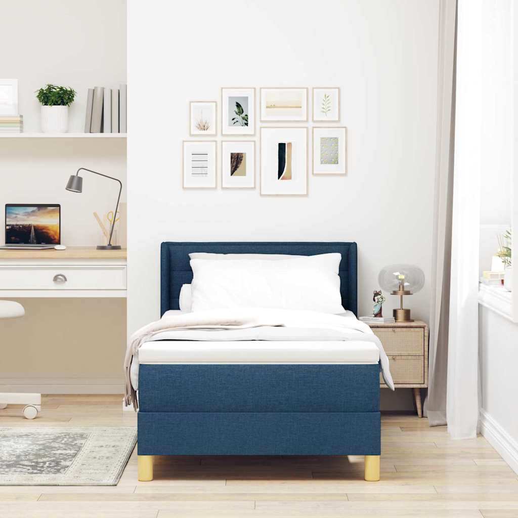 Boxspringbed met matras met hoofdeinde Blauw 200 x 90 cm Stof – afbeelding 3