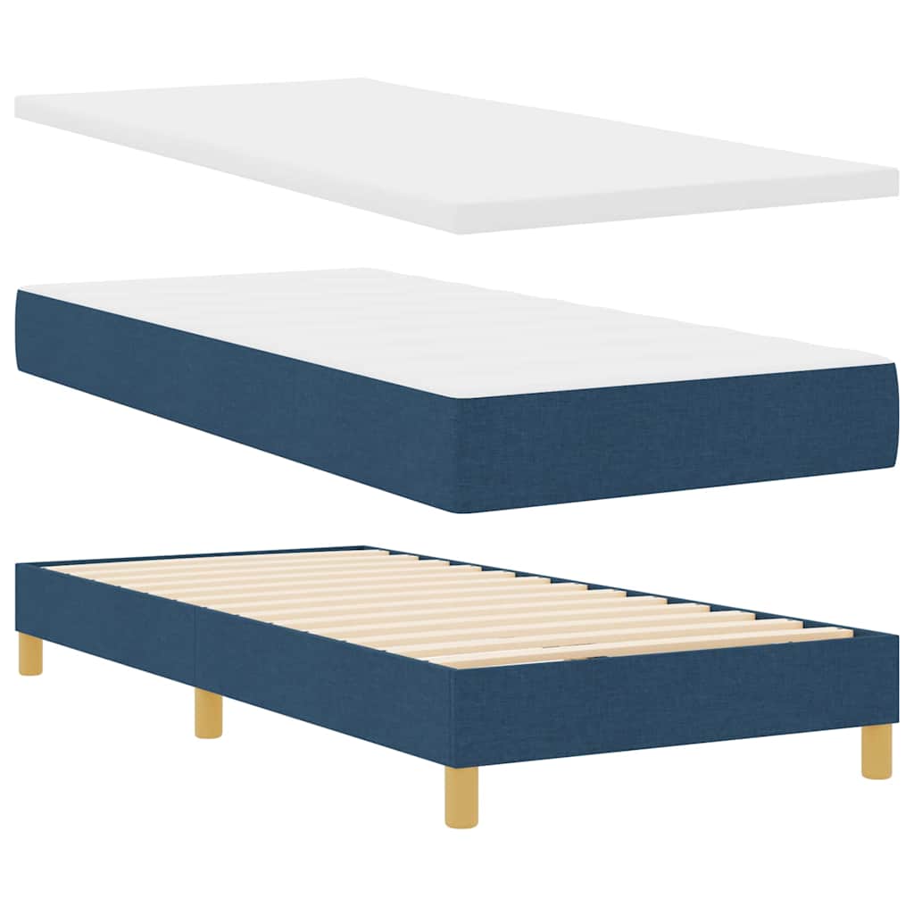 Boxspringbed met matras met hoofdeinde Blauw 200 x 90 cm Stof – afbeelding 4