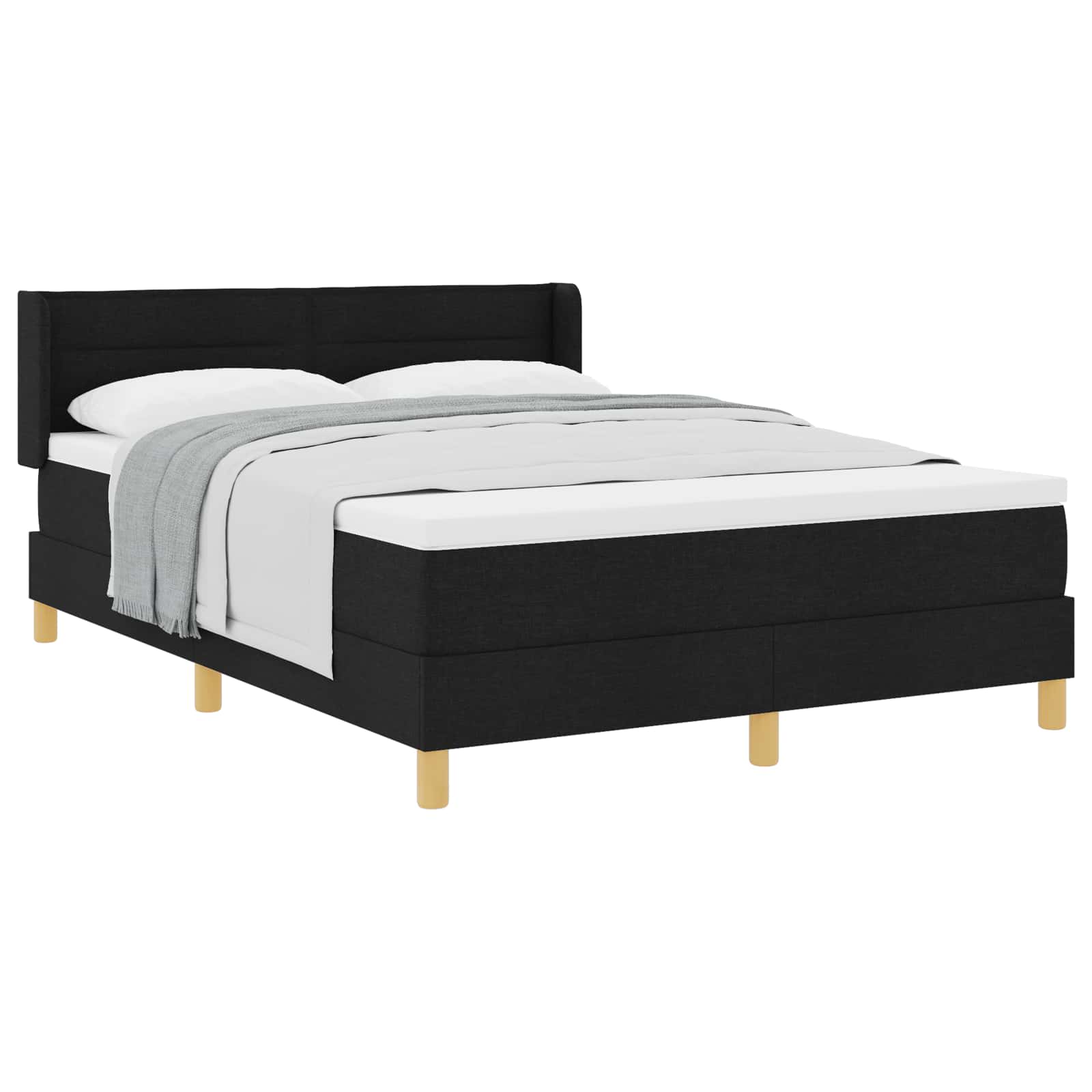 Boxspringbed met matras met hoofdeinde Zwart 200 x 140 cm Stof – afbeelding 1