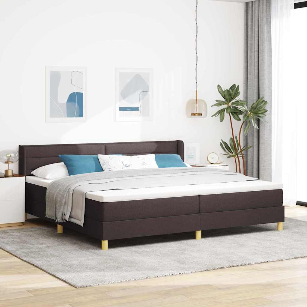 Boxspringbed met matras Donkerbruin 200 x 200 cm Stof – afbeelding 1