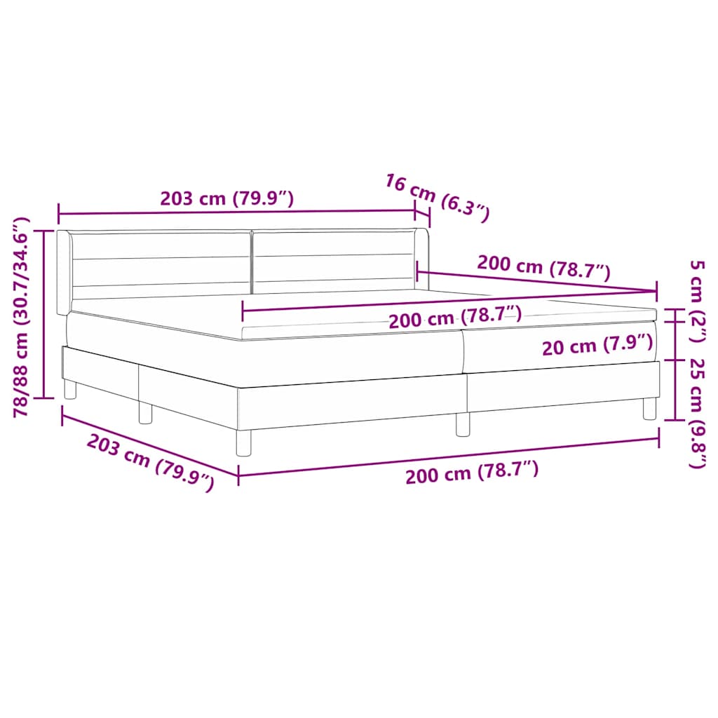 Boxspringbed met matras Donkerbruin 200 x 200 cm Stof – afbeelding 12