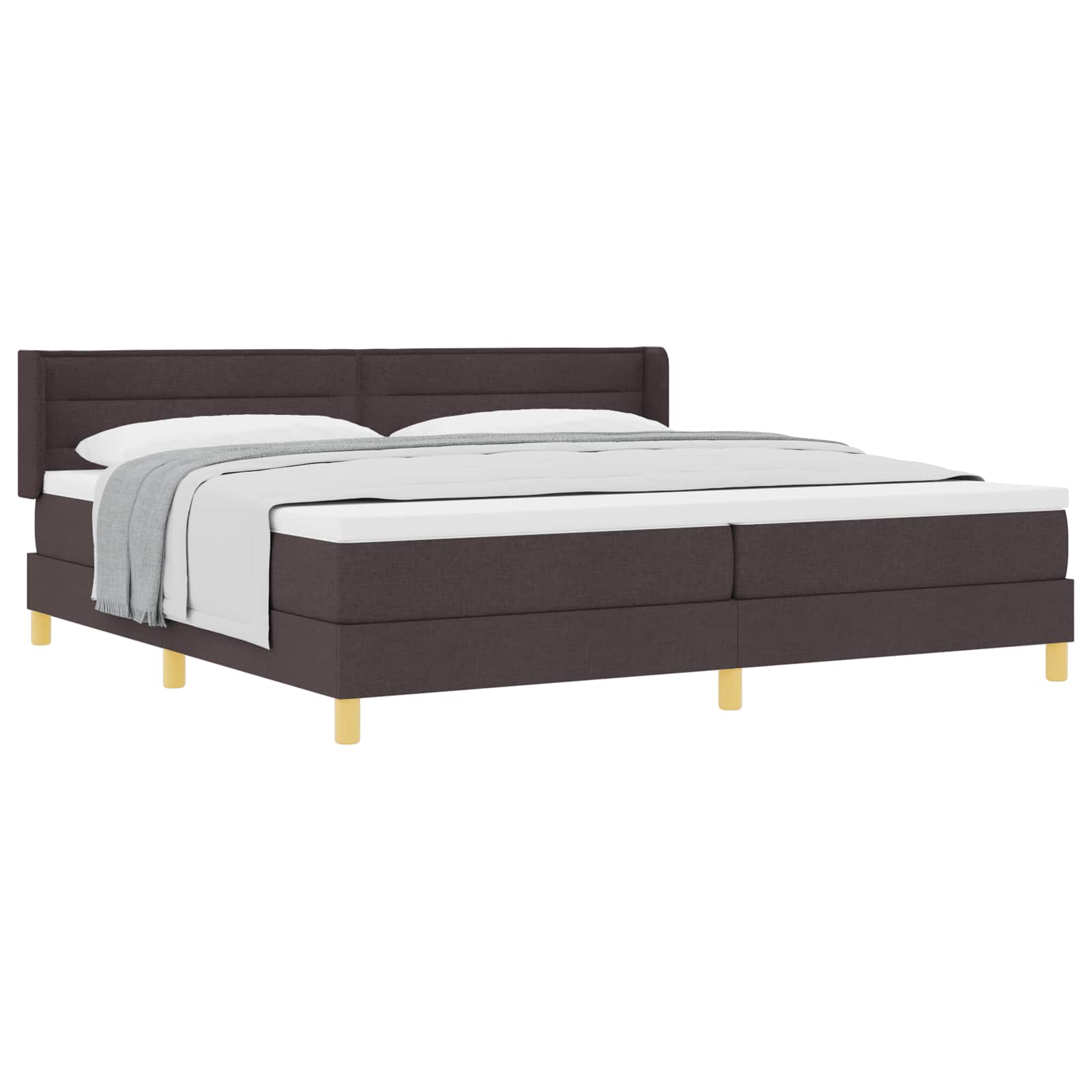 Boxspringbed met matras Donkerbruin 200 x 200 cm Stof – afbeelding 2
