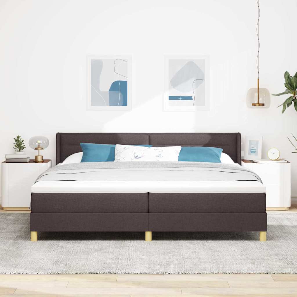 Boxspringbed met matras Donkerbruin 200 x 200 cm Stof – afbeelding 3