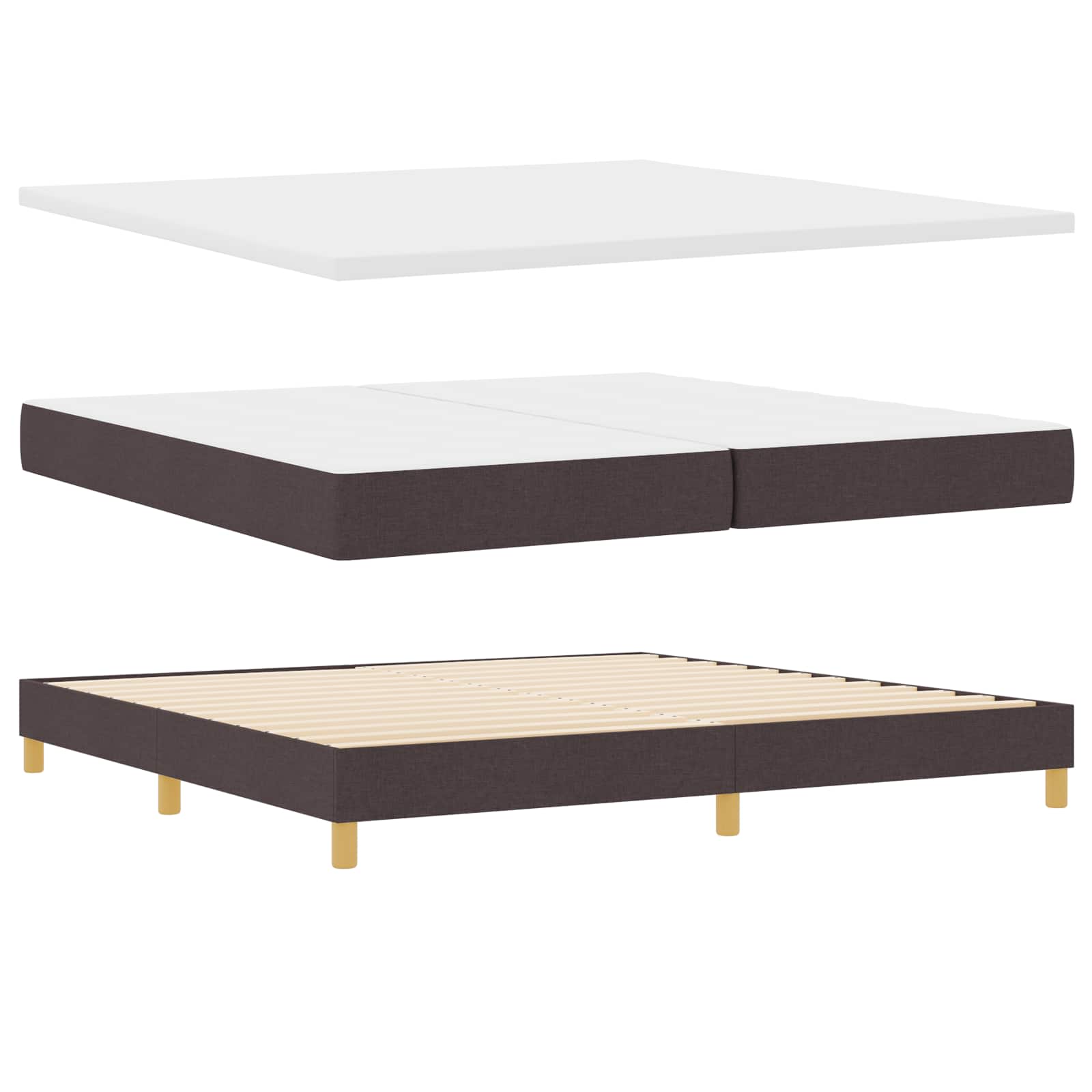 Boxspringbed met matras Donkerbruin 200 x 200 cm Stof – afbeelding 4