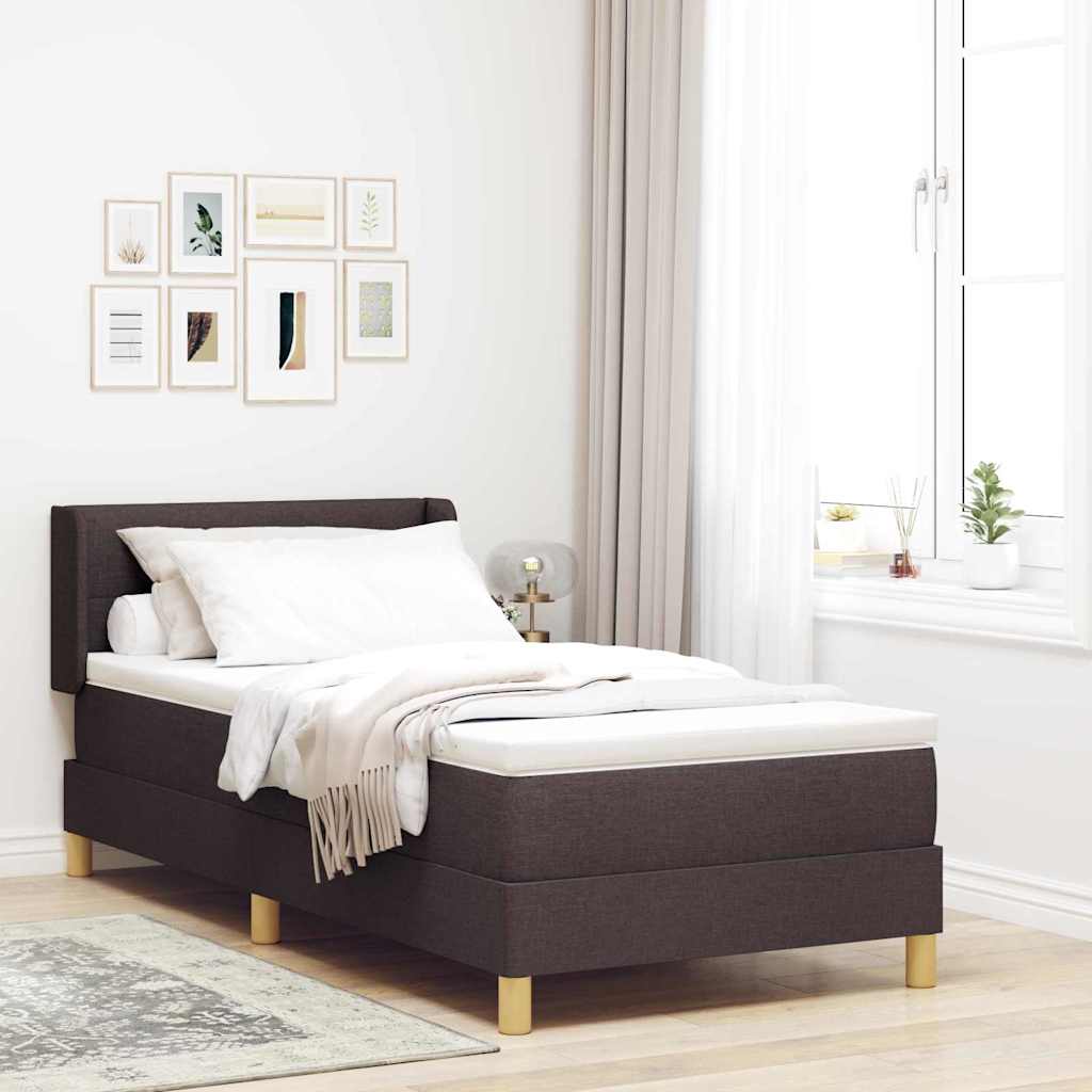 Boxspringbed met matras Donkerbruin 190 x 90 cm Stof – afbeelding 1