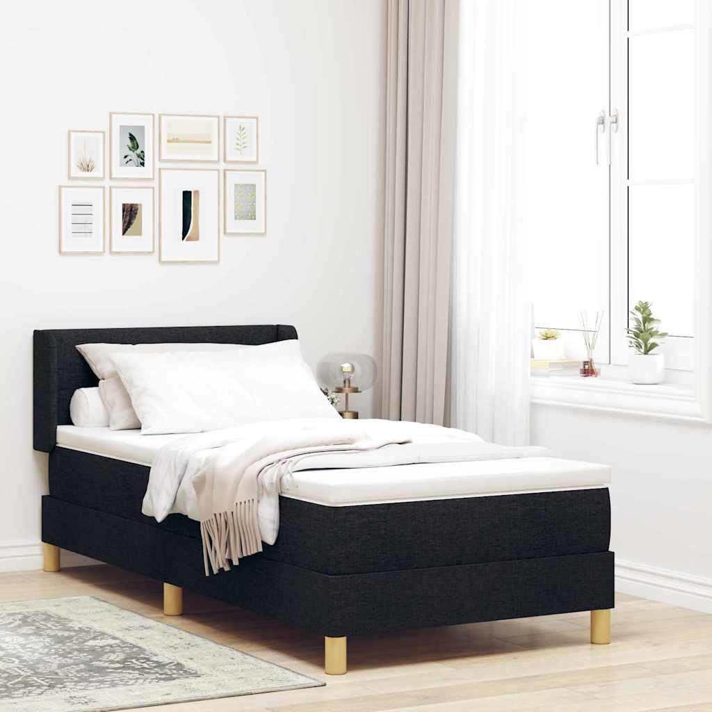Boxspringbed met matras met hoofdeinde Zwart 200 x 100 cm Stof