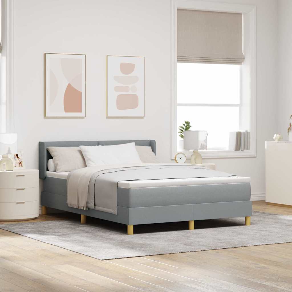 Boxspringbed met matras Lichtgrijs 190 x 140 cm Stof – afbeelding 1