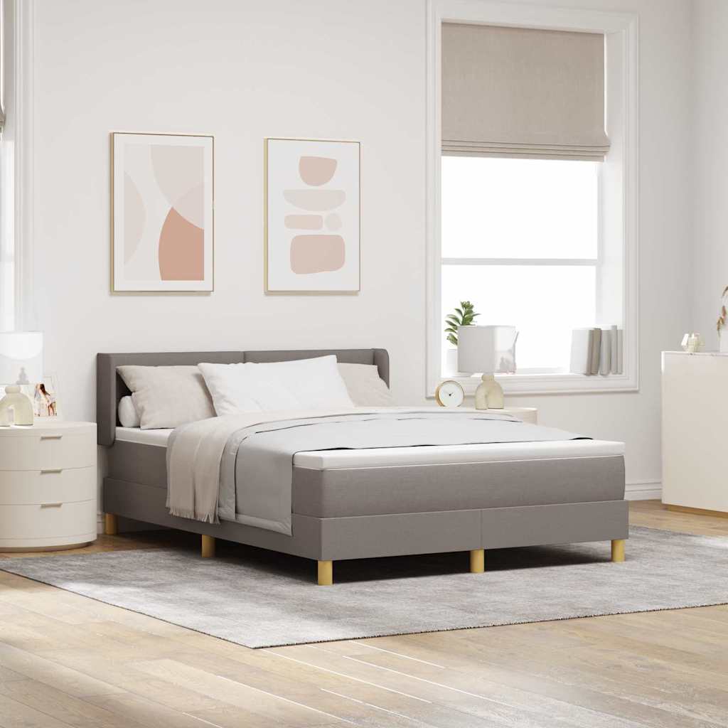 Boxspringbed met hoofdeinde Taupe 190 x 140 cm Stof – afbeelding 1