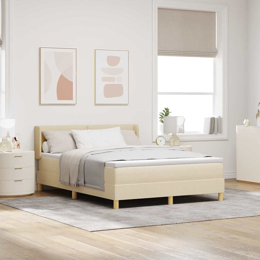 Boxspringbed met hoofdeinde Crème 190 x 140 cm Stof – afbeelding 1