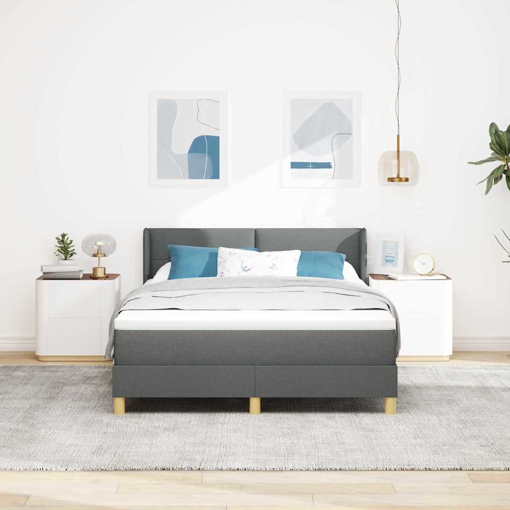 Boxspringbed met matras Donkergrijs 200 x 140 cm Stof – afbeelding 1
