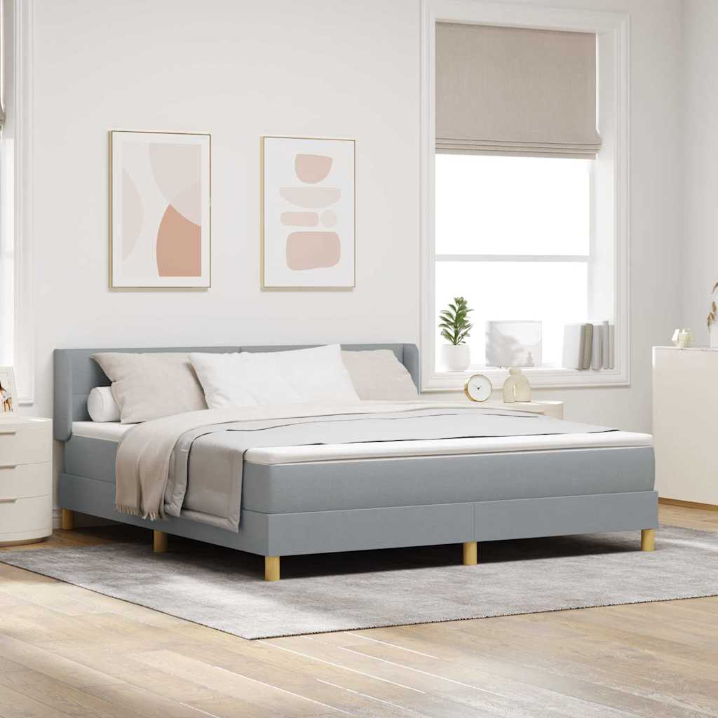 Boxspringbed met hoofdeinde Lichtgrijs 200 x 180 cm Stof – afbeelding 1