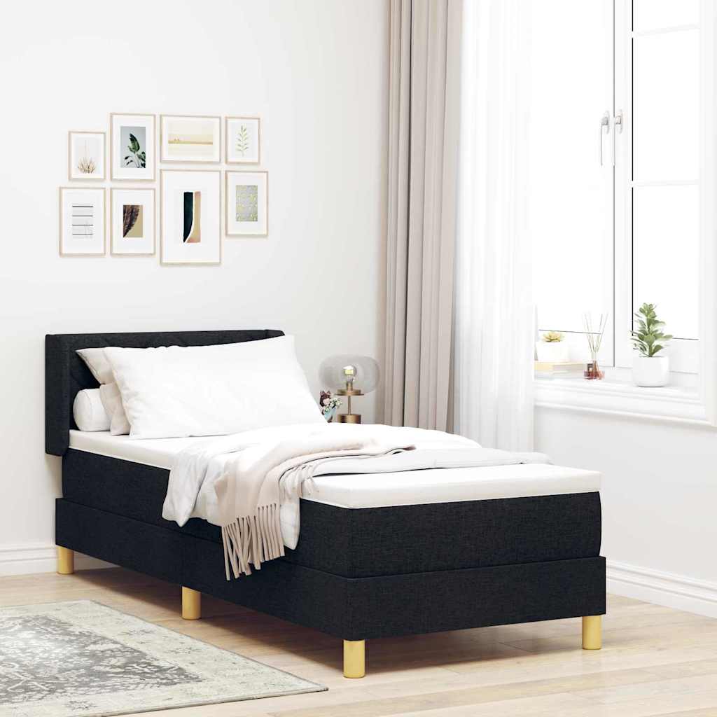 Boxspringbed met matras met hoofdeinde Zwart 200 x 80 cm Stof – afbeelding 1