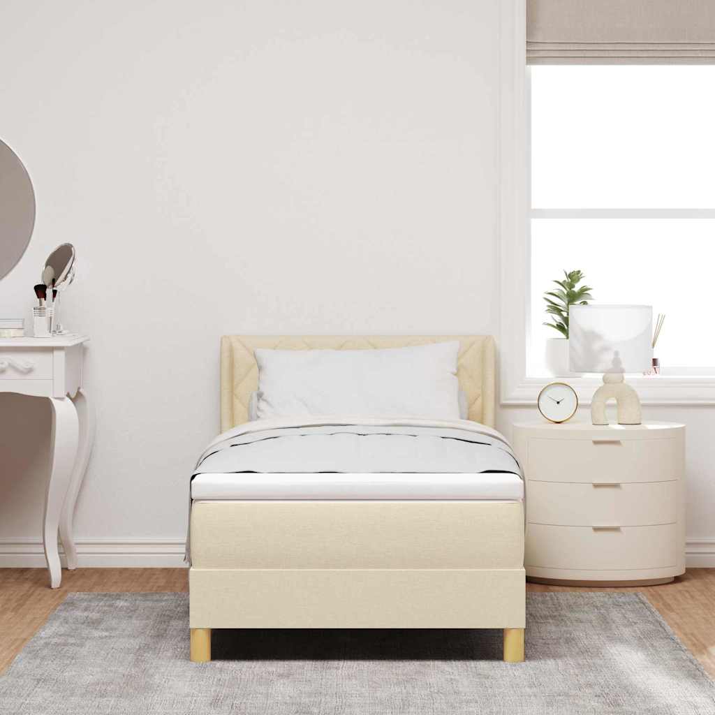 Boxspringbed met matras met hoofdeinde Crème 200 x 90 cm Stof – afbeelding 3