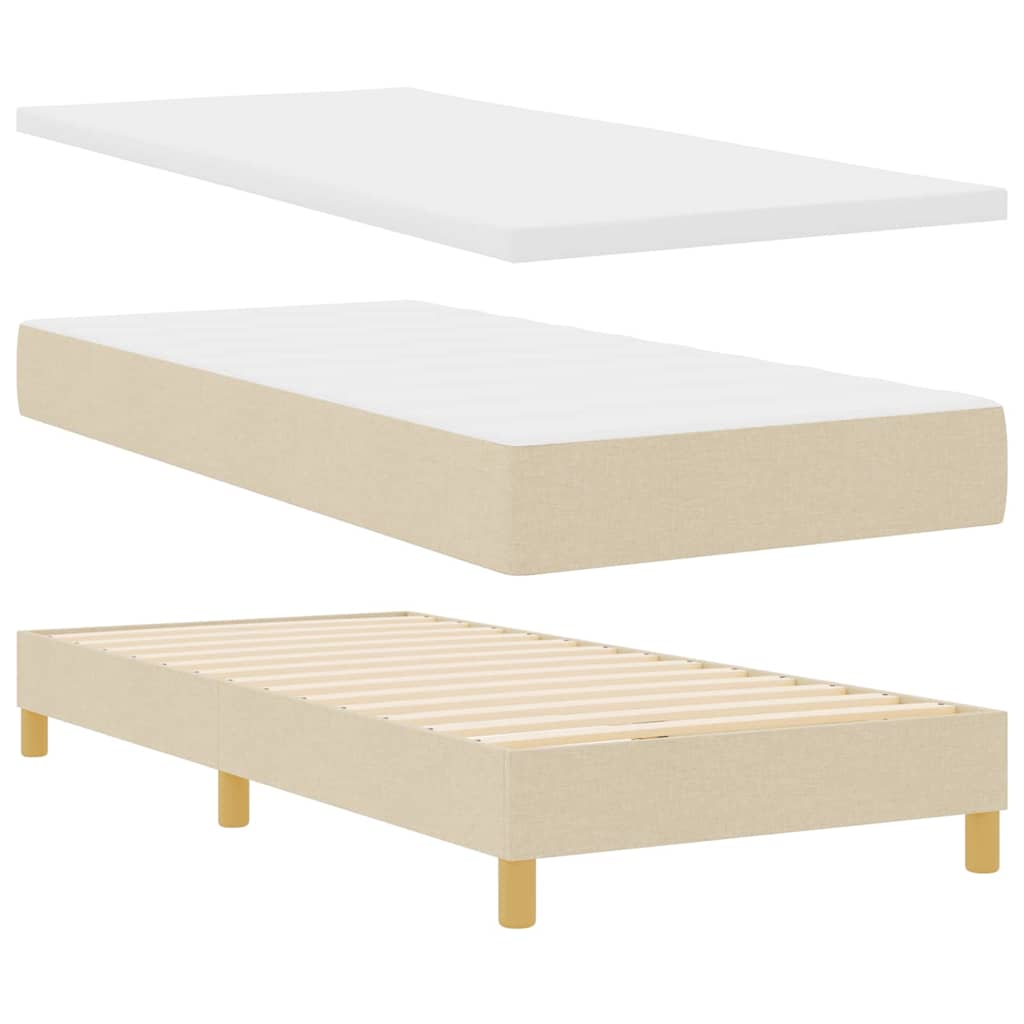 Boxspringbed met matras met hoofdeinde Crème 200 x 90 cm Stof – afbeelding 4