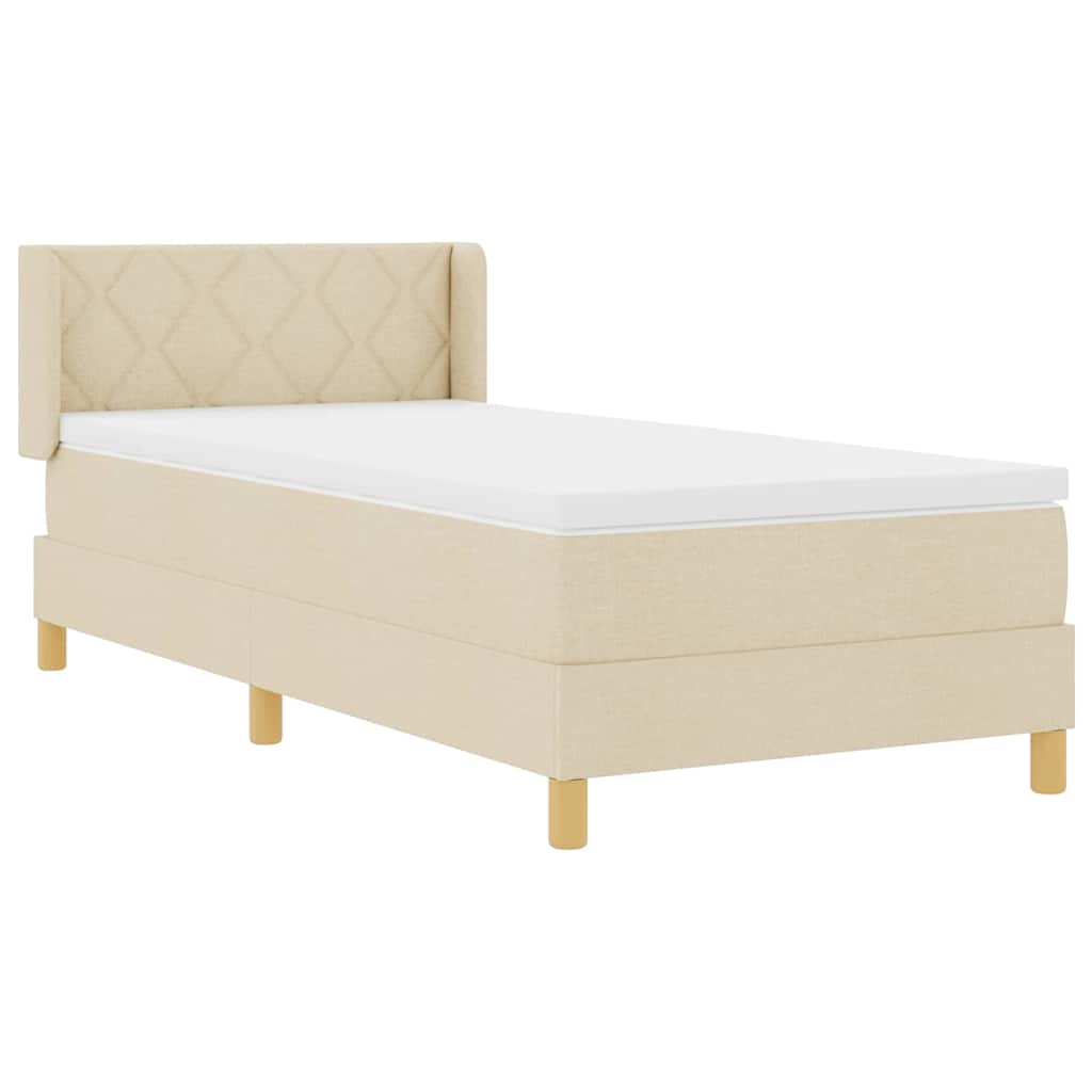 Boxspringbed met matras met hoofdeinde Crème 200 x 90 cm Stof – afbeelding 6
