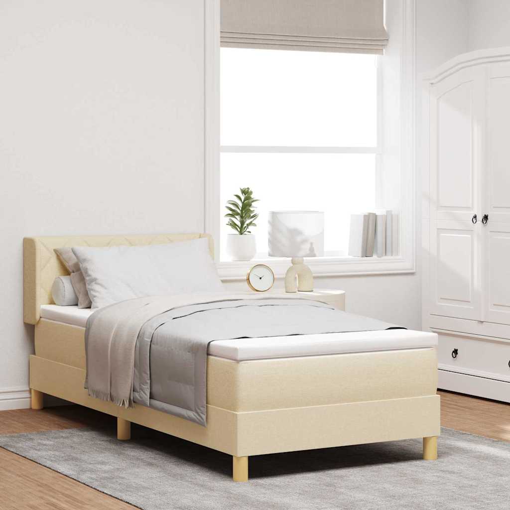 Boxspringbed met matras met hoofdeinde Crème 200 x 100 cm Stof – afbeelding 1