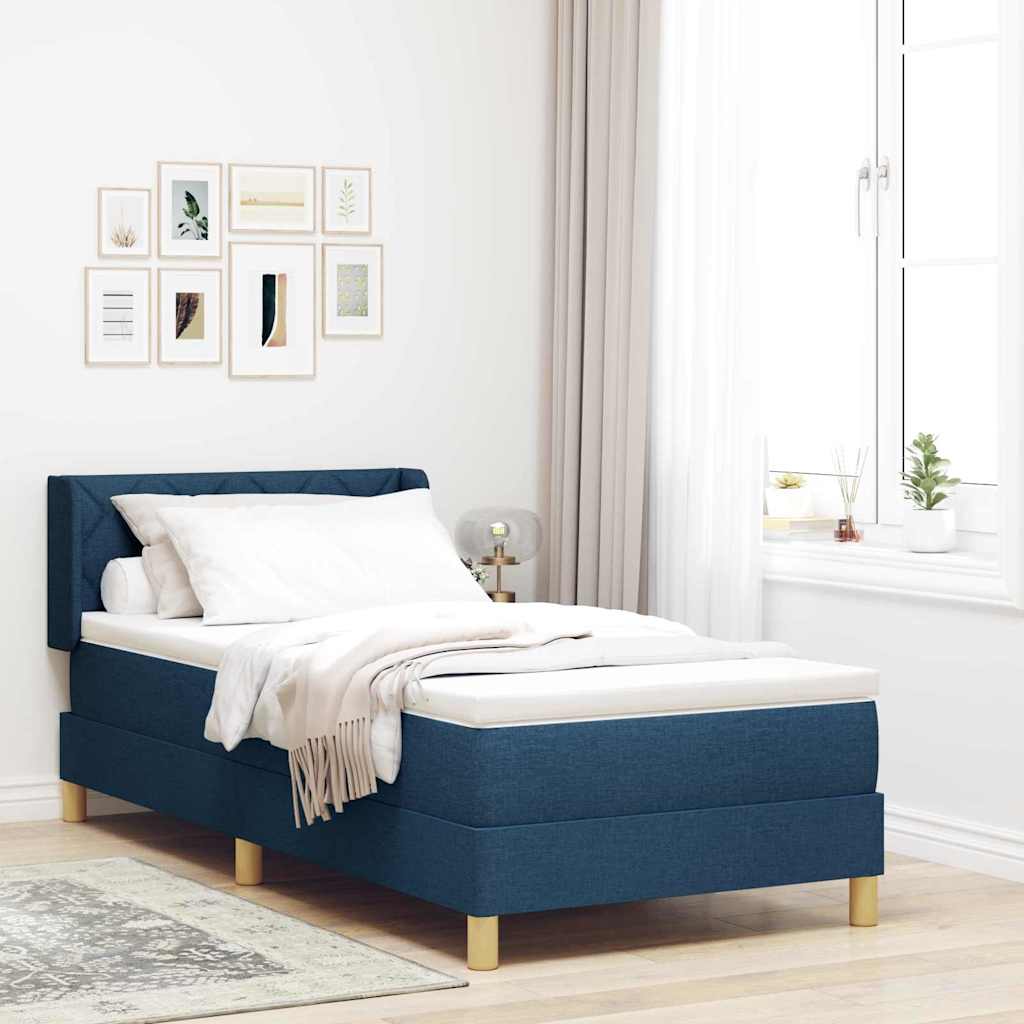 Boxspringbed met matras met hoofdeinde Blauw 200 x 100 cm Stof – afbeelding 1