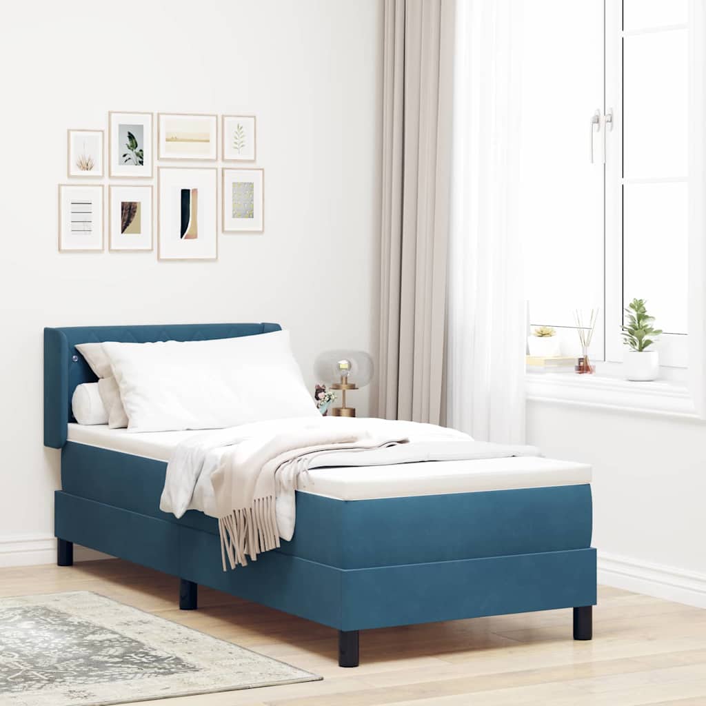 Boxspringbed met hoofdeinde Donkerblauw 200 x 80 cm Fluweel – afbeelding 1