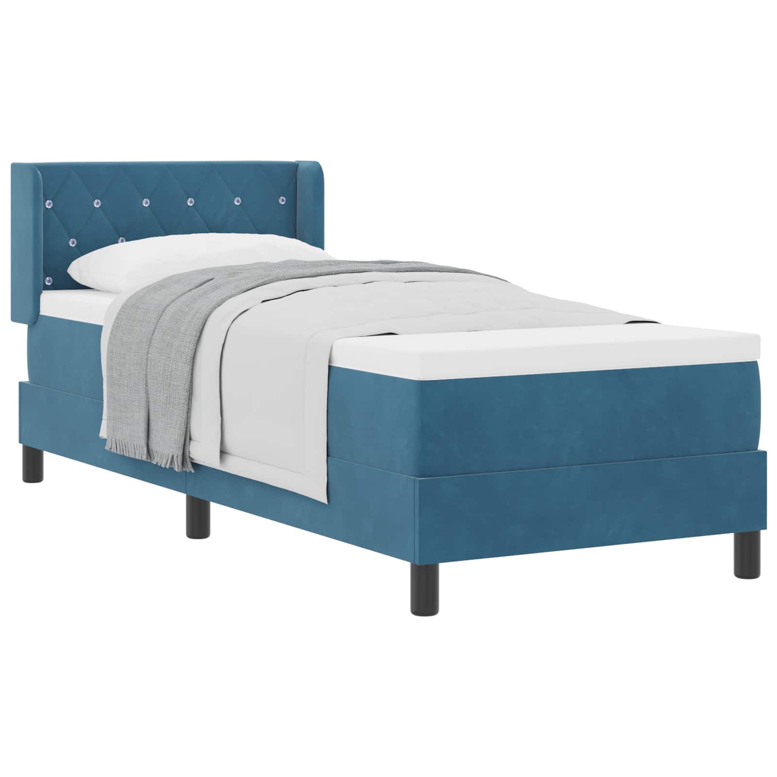 Boxspringbed met hoofdeinde Donkerblauw 200 x 80 cm Fluweel – afbeelding 2
