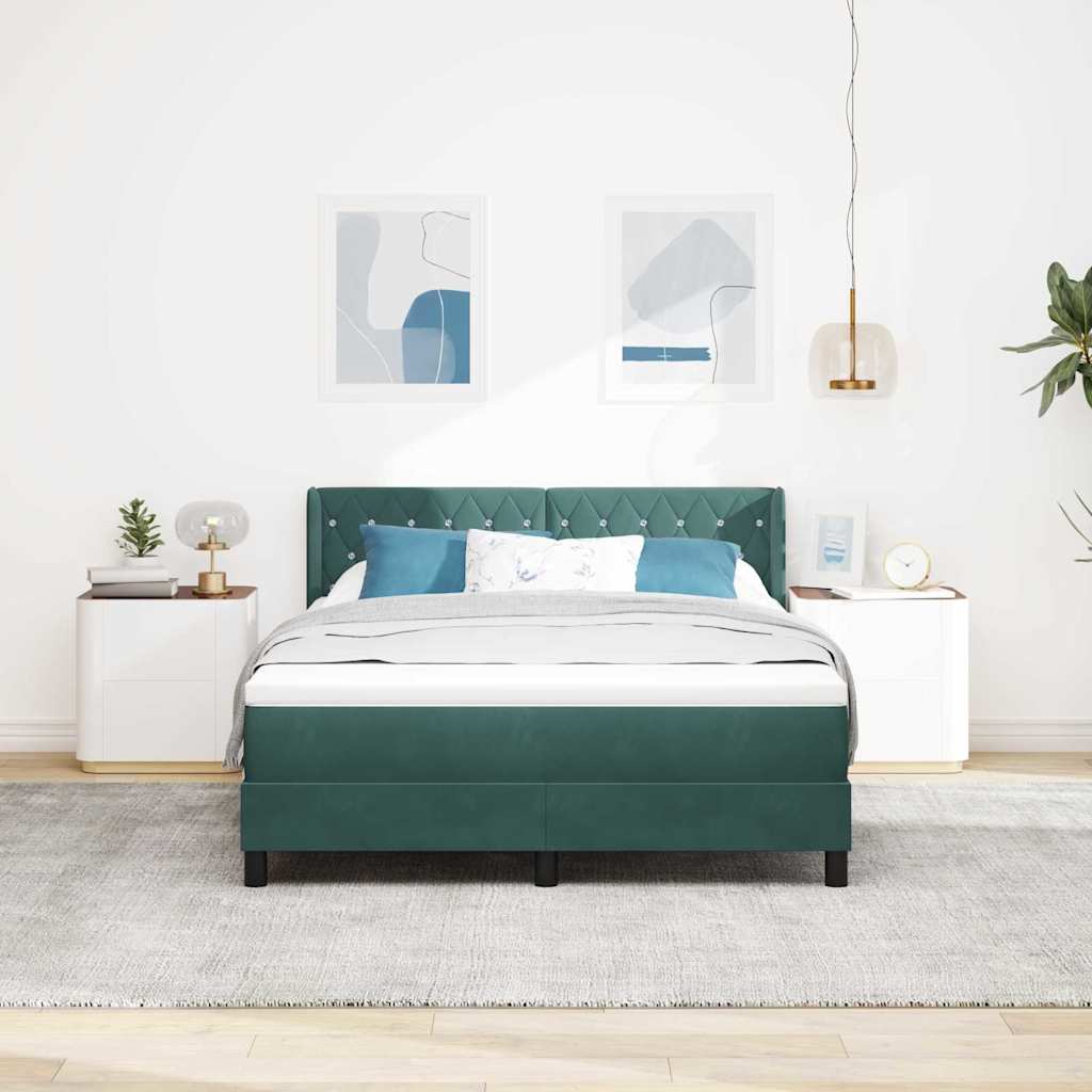 Boxspringbed met hoofdeinde Donkergroen 200 x 140 cm Fluweel – afbeelding 1