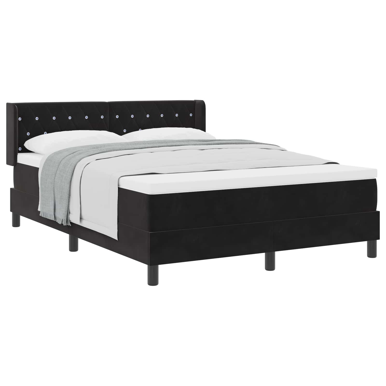 Boxspringbed met hoofdeinde Zwart 200 x 160 cm Fluweel – afbeelding 2
