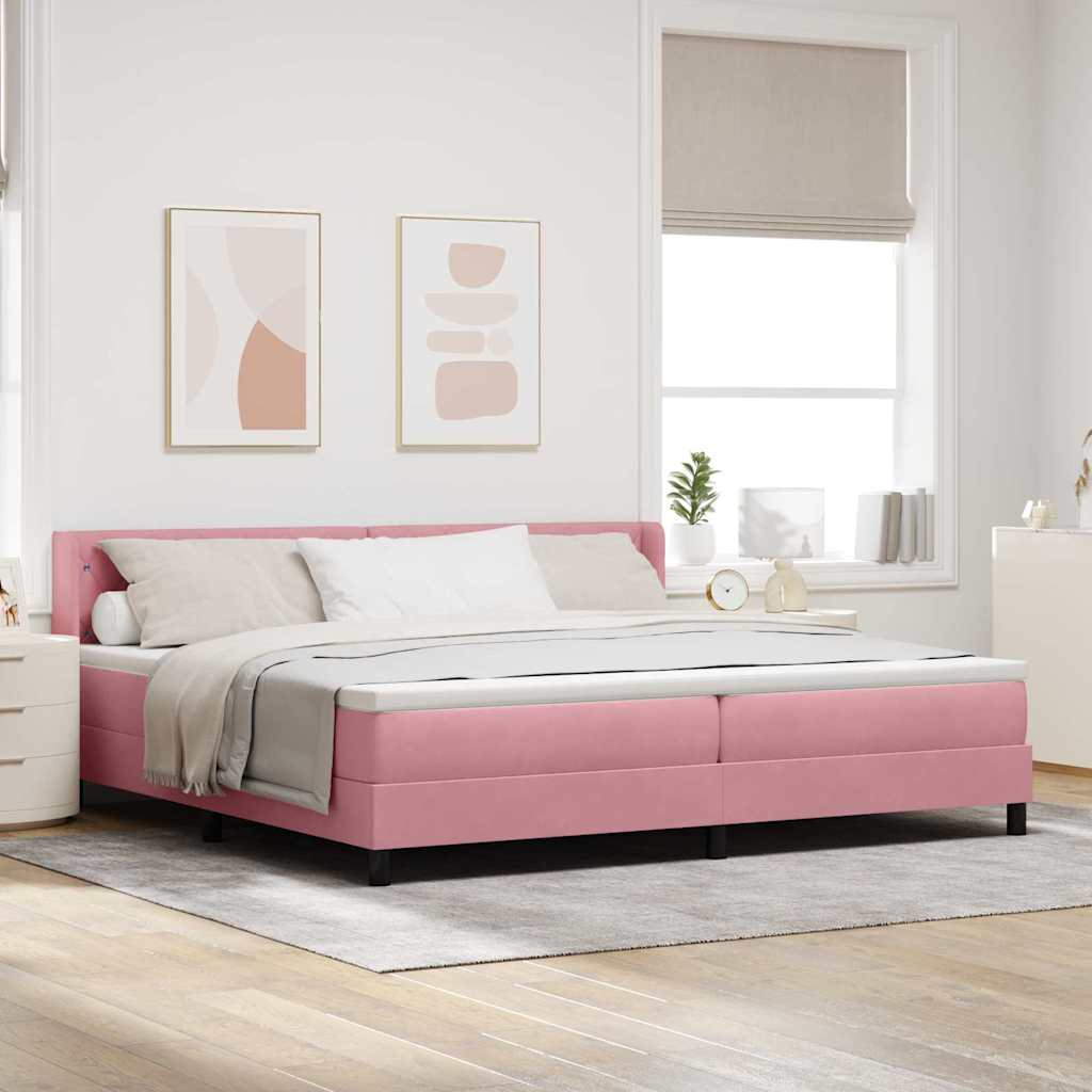 Boxspringbed met hoofdeinde Roze 200 x 200 cm Fluweel – afbeelding 1