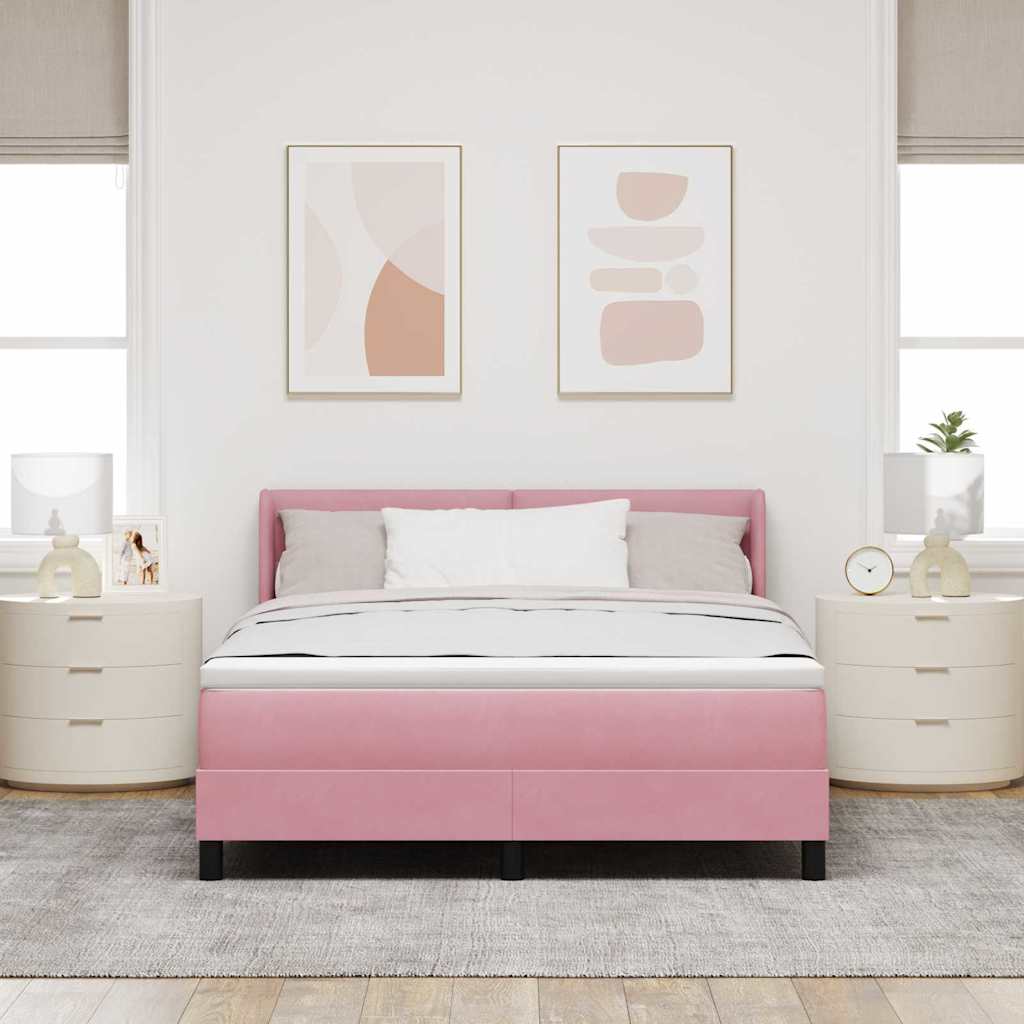 Boxspringbed met hoofdeinde Roze 190 x 140 cm Fluweel