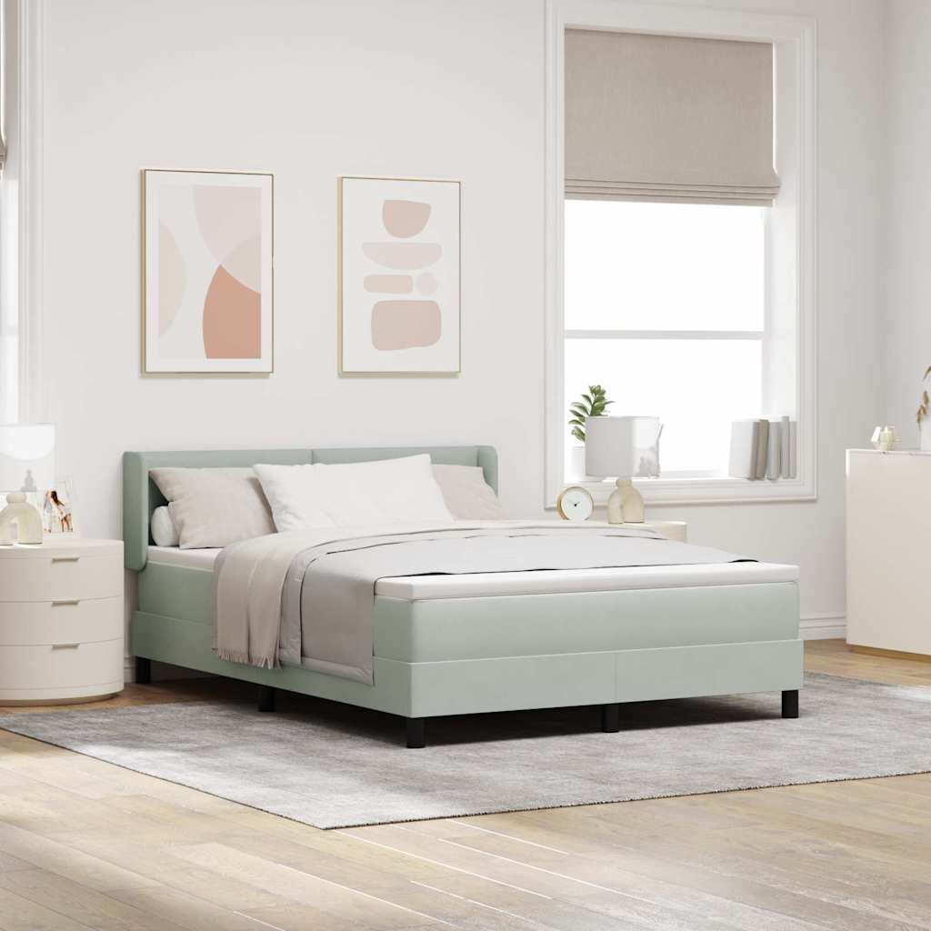 Boxspringbed met hoofdeinde Lichtgrijs 200 x 140 cm Fluweel – afbeelding 1