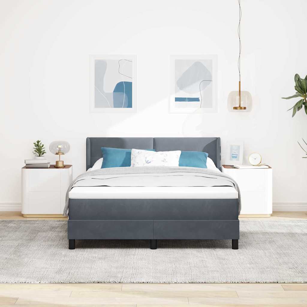 Boxspringbed met hoofdeinde Donkergrijs 200 x 160 cm Fluweel – afbeelding 1