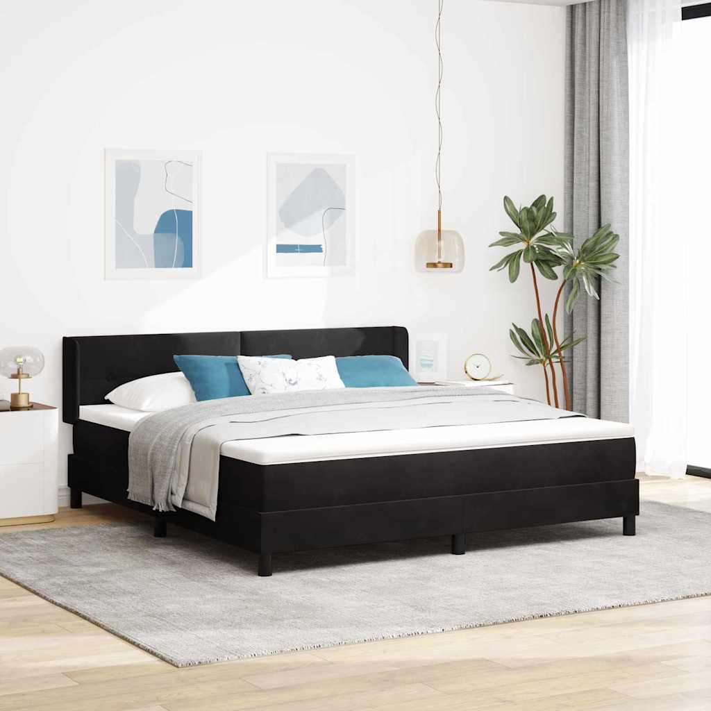 Boxspringbed met hoofdeinde Zwart 200 x 180 cm Fluweel – afbeelding 1