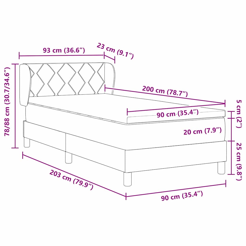 Boxspringbed met hoofdeinde Donkerblauw 200 x 90 cm Fluweel – afbeelding 11