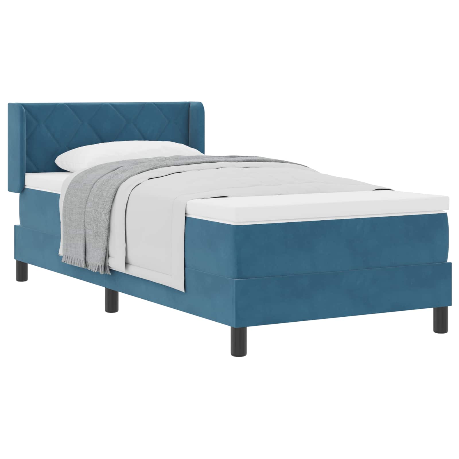 Boxspringbed met hoofdeinde Donkerblauw 200 x 90 cm Fluweel – afbeelding 2