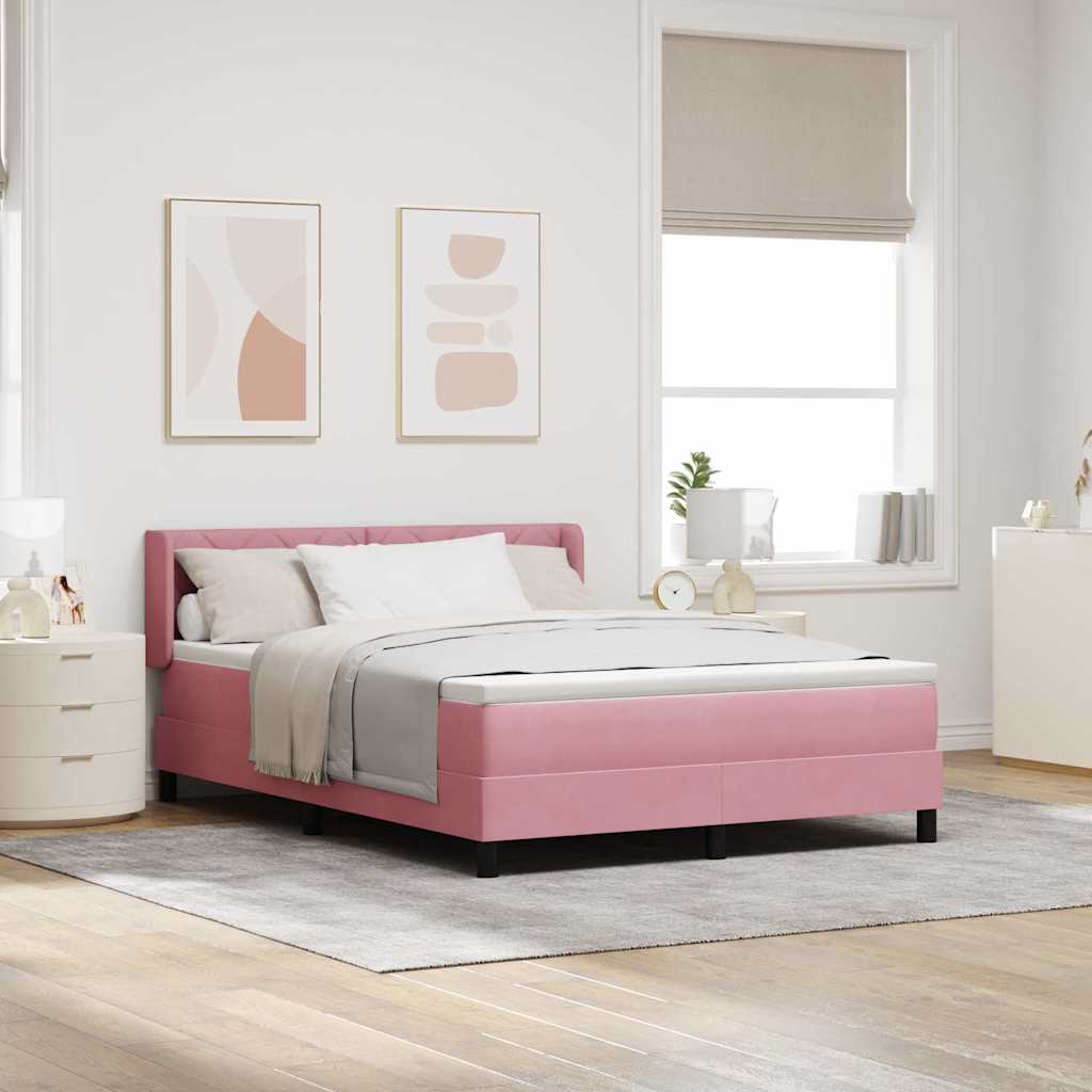 Boxspringbed met hoofdeinde Roze 200 x 160 cm Fluweel – afbeelding 1