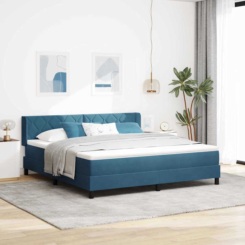Boxspringbed met hoofdeinde Donkerblauw 200 x 180 cm Fluweel – afbeelding 1