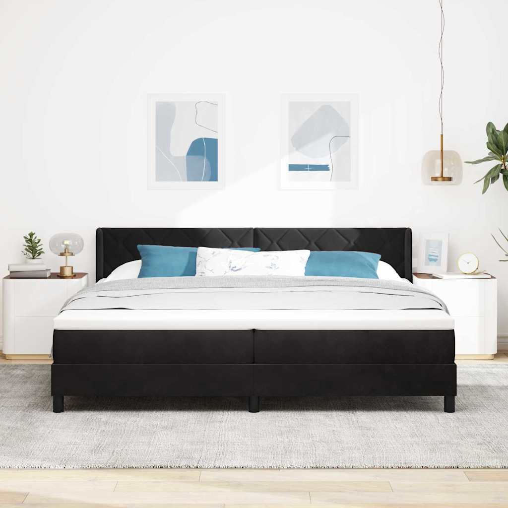 Boxspringbed met hoofdeinde Zwart 200 x 200 cm Fluweel – afbeelding 1