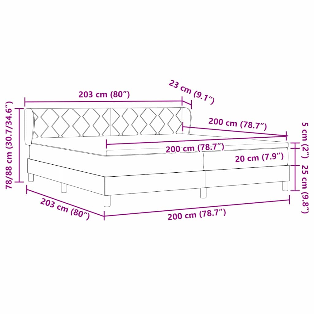 Boxspringbed met hoofdeinde Zwart 200 x 200 cm Fluweel – afbeelding 11