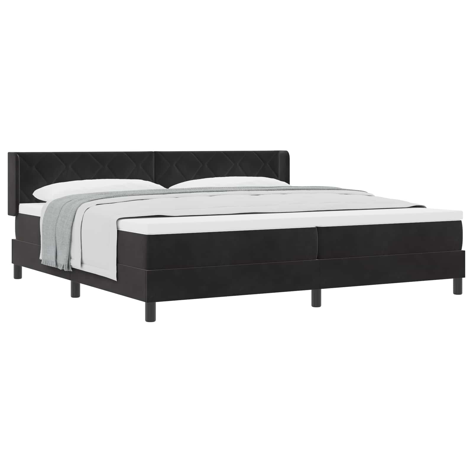 Boxspringbed met hoofdeinde Zwart 200 x 200 cm Fluweel – afbeelding 2