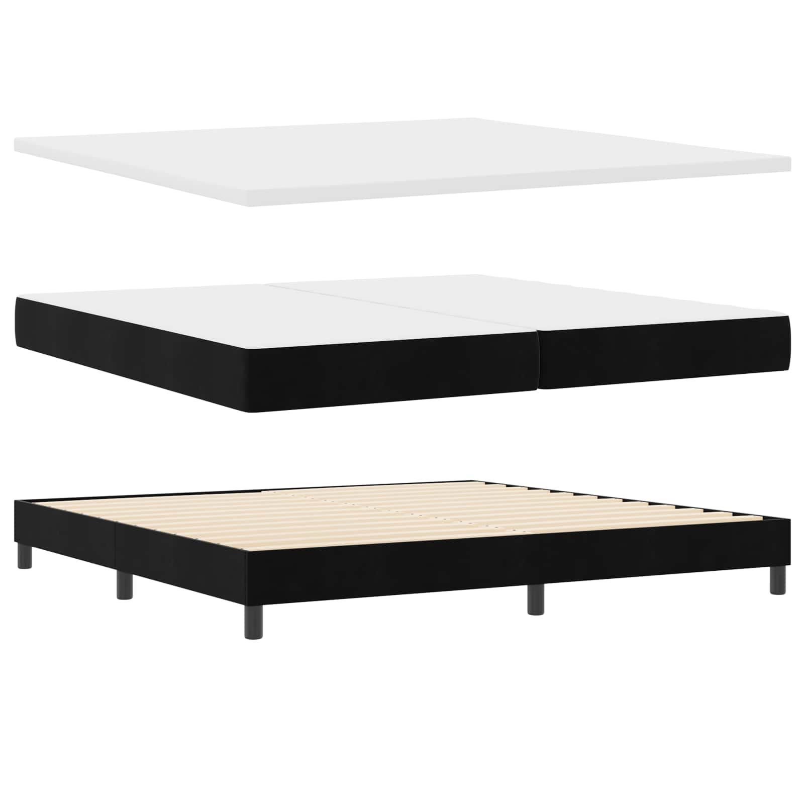 Boxspringbed met hoofdeinde Zwart 200 x 200 cm Fluweel – afbeelding 3
