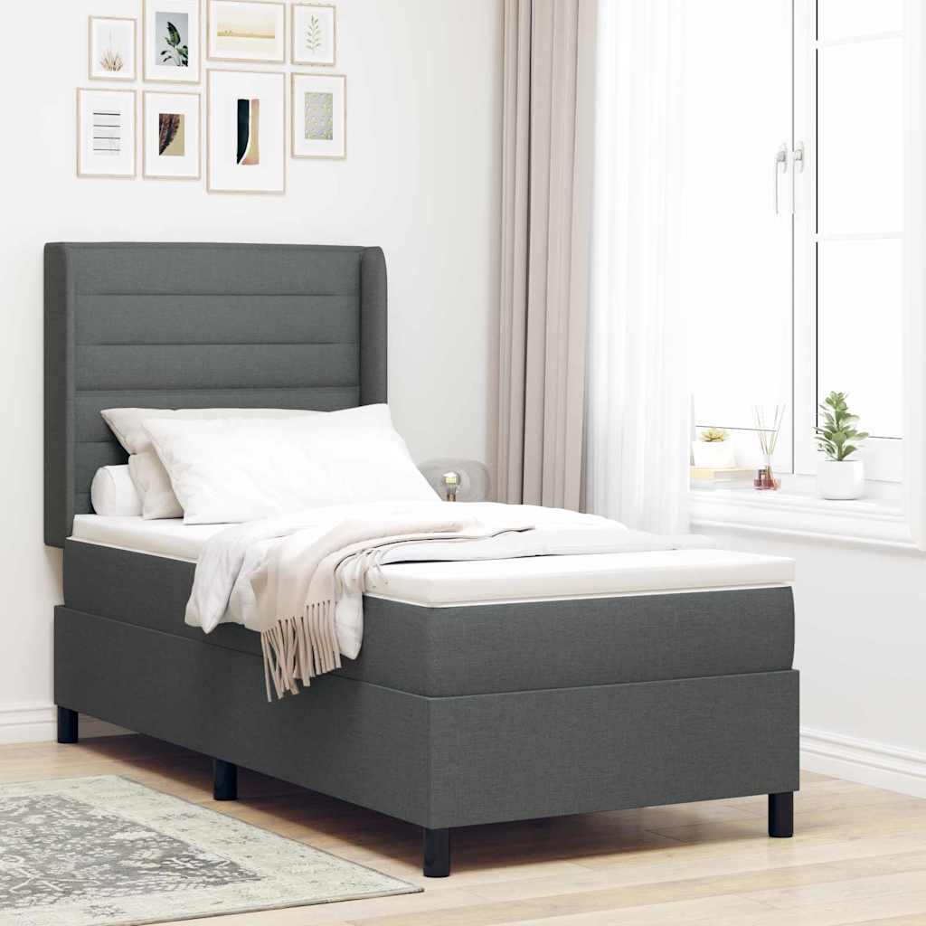 Boxspringbed met matras Donkergrijs 200 x 80 cm Stof – afbeelding 1