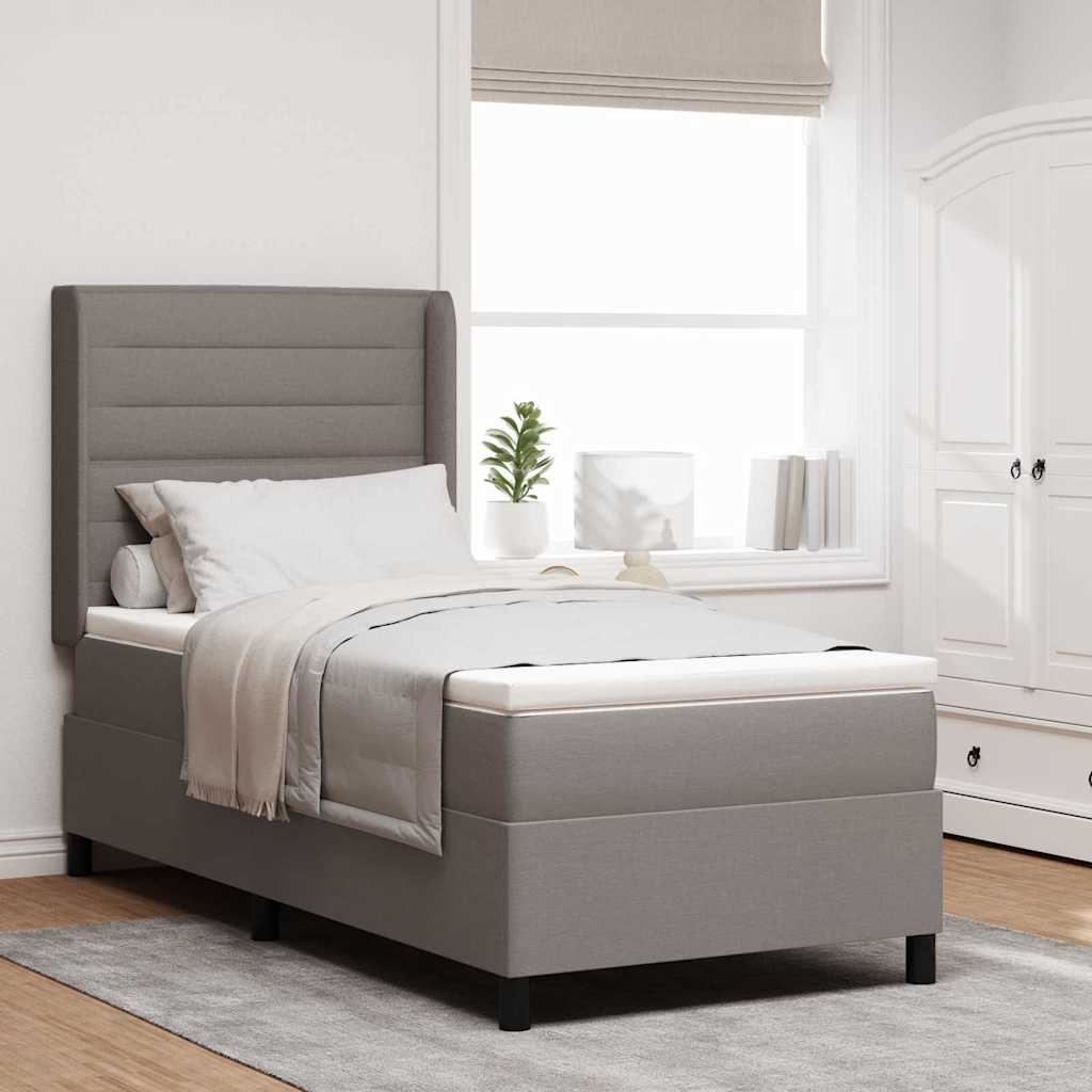 Boxspringbed met matras met hoofdeinde Taupe 200 x 80 cm Stof – afbeelding 1